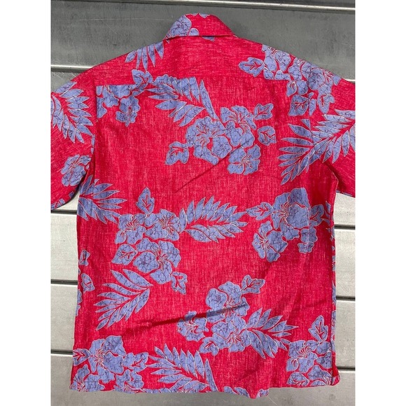 Vintage Cooke Street Hawaiian Button Up Shirt Mens Large Red Blue Floral - Picture 8 of 8